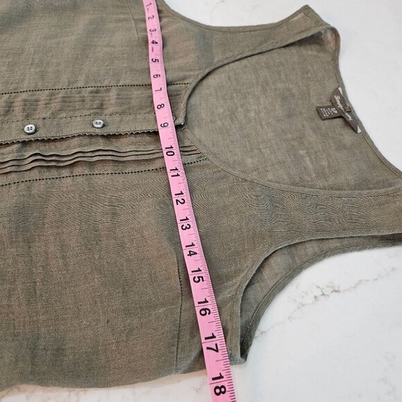 Tommy Bahama Tank Top Small Linen Olive Green Sleeveless Button Up - Picture 8 of 8